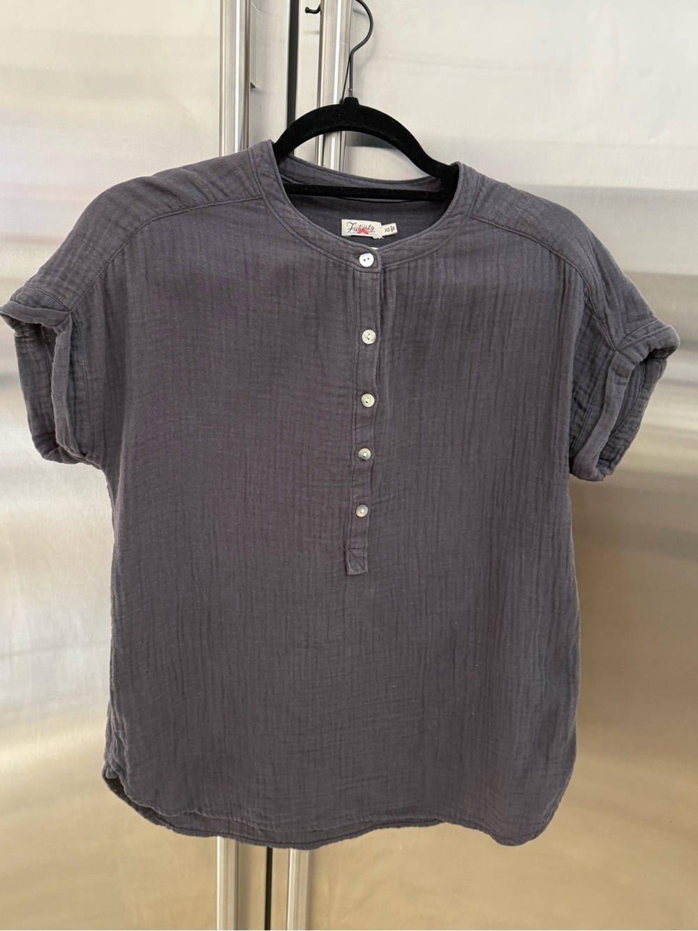 Faherty Indigo Dyed Organic Cotton Gauze Top XS